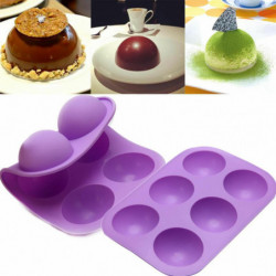 Purpurová - 3D Hemisférická silikonová mouka 6 otvorů potravinářská třída Pečení mouky Praktická čokoláda Candy Jelly Mould