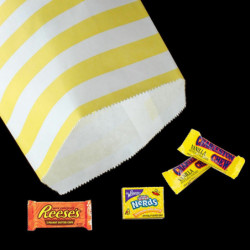 Papírové potraviny Bezpečné Candy Cookies Bags Obdélníkové Žluté & Bílé Stripe Pattern 18.1cm x13cm(7 1/8" x5 1/8"), 20 ks