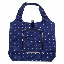 Navy Blue - Anchor Velký ekologicky šetrný zip vodotěsný přenosný hrubý skládací nákupní batoh 62x44x10cm 1 kus