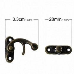 Skládací skříň na bázi železné slitiny Box Lock Catch Latches Antique Bronze 3.3cm x2.8cm (1 2/8" x1 1/8"), 10 Sada