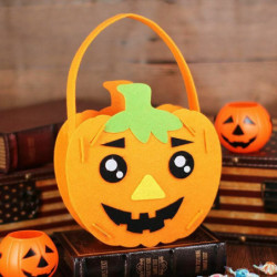 Oranžová - 2 Halloween Pumpkin Nonwoven Dětská přenosná cukroví taška 18x27cm 1 kus