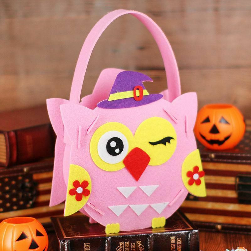 Růžová - 6 Halloween Owl Nonwoven Dětská přenosná cukrářská taška 18x27cm 1 kus