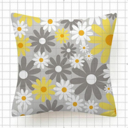 Francouzský šedý - 4 Polyester Daisy Květinový polštářek Domácí textil 45x45cm 1 kus