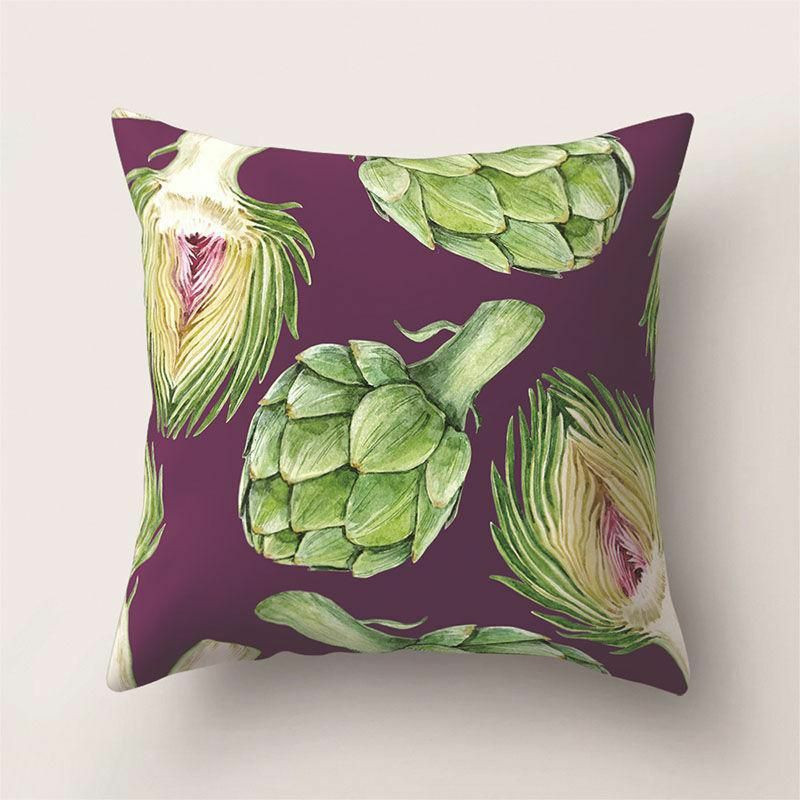 Purple-9 Plant Flower Leaf tištěný Polyester čtvercový povlak na polštář bytový textil 45x45cm 1 kus