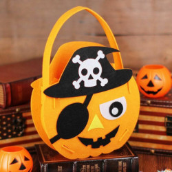 Oranžová - 5 Halloween Pirate Nonwoven dětská přenosná cukrářská taška 18x27cm 1 kus