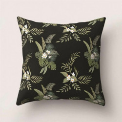 Black-13 Plant Flower Leaf tištěný Polyester čtvercový povlak na polštář bytový textil 45x45cm 1 kus