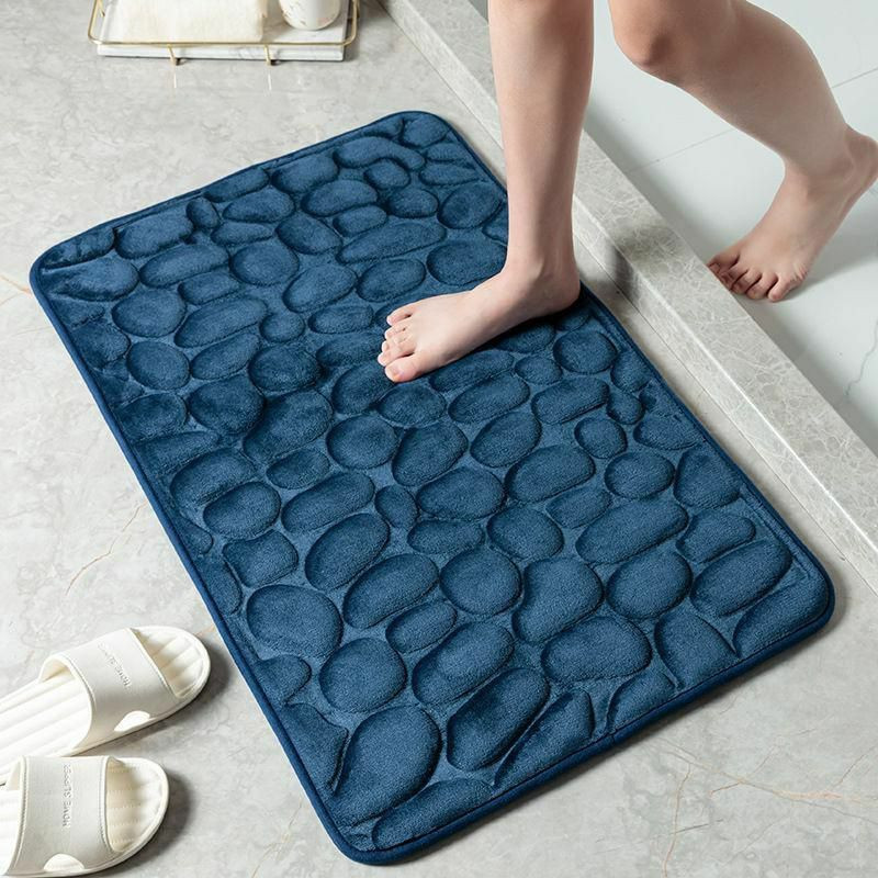 Navy Blue - 40x60cm Coral Fleece Ztuhlé měkké Super Absorbent Non-Slip Koupelna Koberec Podlahová Matrace Domácí dekorace 1 kus