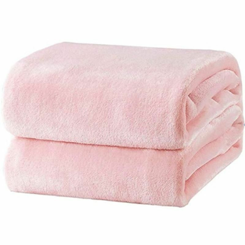 Light Pink - Flannel Dvojitý nositelný kapuce venkovní Manta TV kancelářské pláště s tlačítkem Koupelna Tippet 100x70cm 1 kus