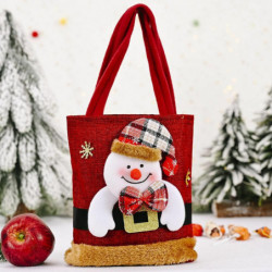 Juta pytlovina Tote tašky červené vánoční sněhulák 22cm x 22cm 1 kus