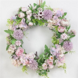 Mauve - Faux Silk Simulation Flowers Wreath Wall Zavěšené dveře Domácí dekorace 38cm Dia., 1 kus