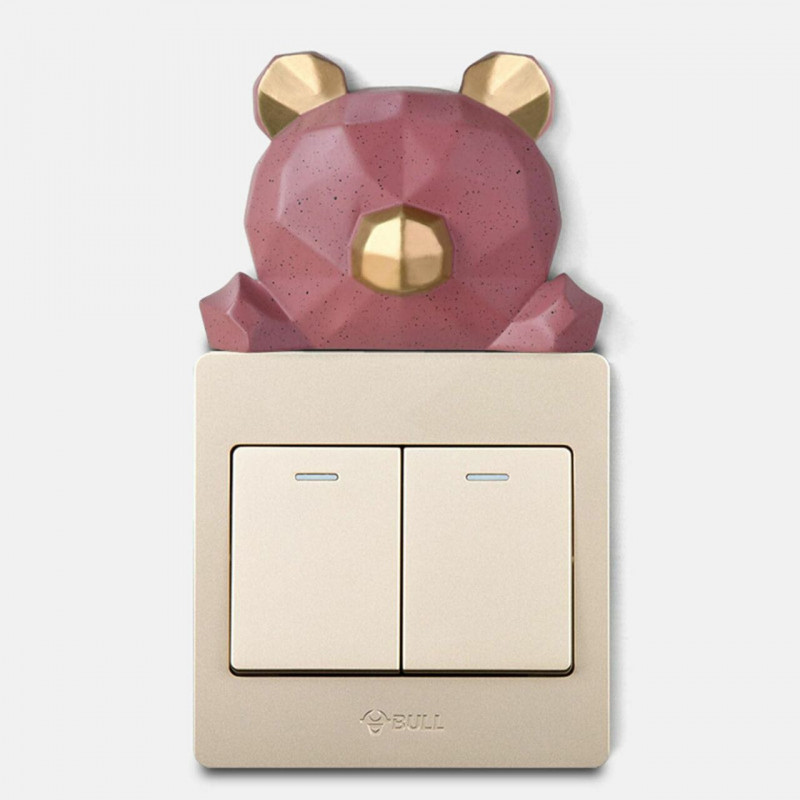 Red - Bear Resin 3D Light Switch dekorativní samolepka 8x2x6cm 1 kus