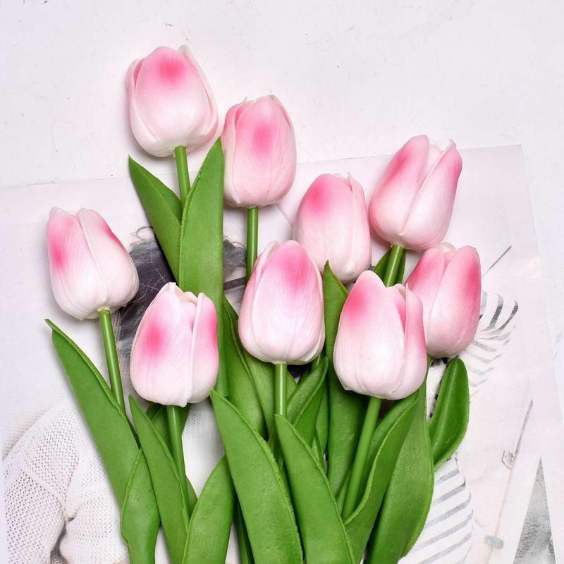 Peach Pink - Faux Silk Simulation Tulip Flower pro svatební domácí dekorace 34cm dlouhá, 1 kus