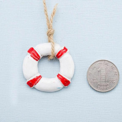 Červená - Lifebuoy Středomořský styl Rybolov Net příslušenství Resin Ornamenty Domácí dekorace Řemesla 4x4cm 1 kus