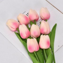 Světle růžová-umělá hedvábná Simulace tulipánový květ pro svatební domácí dekoraci 34cm dlouhý, 1 kus