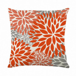 Orange & Gray-22 Flower tištěný vodotěsný Antifouling Polyester & len čtvercový povlak na polštář bytový textil 45x45cm 1 kus