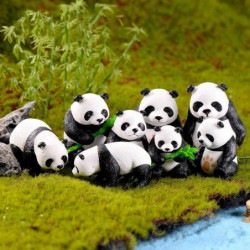 Bílá A Černá-S Roztomilý Panda Moss Micro Krajina Terárium Figurka Dekorace Pryskyřice Legrační Panda Děti Ornament Víla