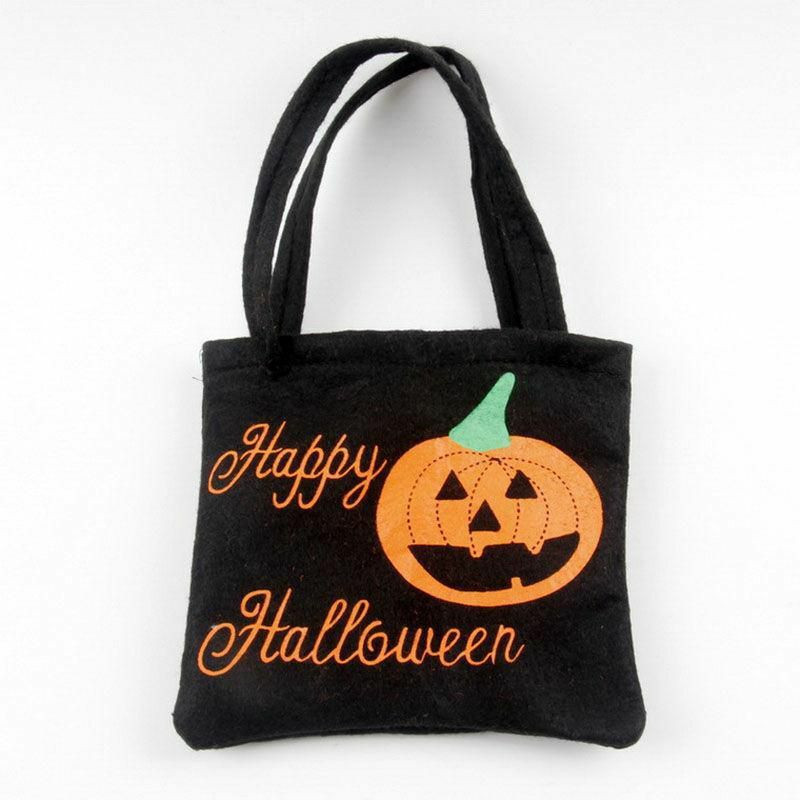 Černá - Halloween Pumpkin Nonwoven Rectangle Dětská přenosná cukrářská taška 20x20x13cm 1 kus