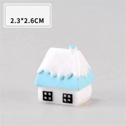 Dřevěná vánoční mikro krajina Miniaturní dekorace Modrý dům 2.6cm x 2.3cm 1 kus