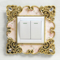 Zlatý - evropský styl Lace Light Switch nástěnné nálepky Decals DIY Art Home Decoration 1 kus