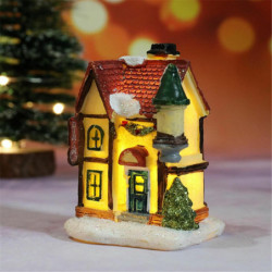 Dřevěná vánoční mikro krajina Miniaturní dekorace Multicolor House LED Light Up 8cm x 5.5cm 1 kus