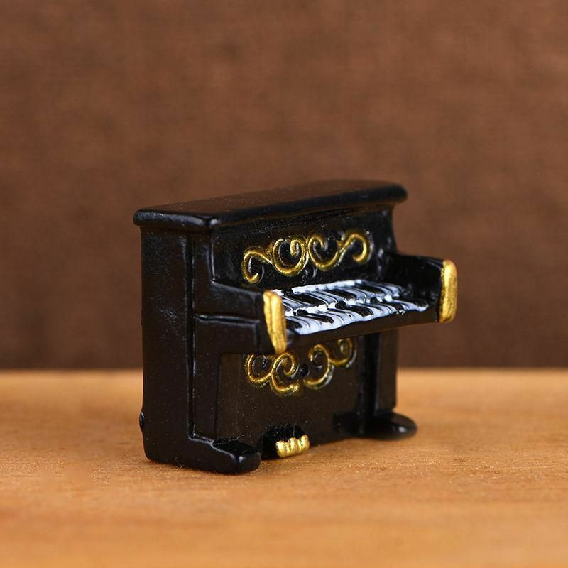 Černá - 1 Piano Retro Resin Micro Landscape Miniaturní dekorace 2, 4x2cm 1 kus