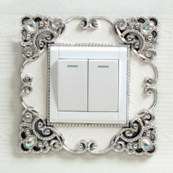 Stříbrný tón - evropský styl Lace Light Switch nástěnné nálepky Decals DIY Art Home Decoration 1 kus