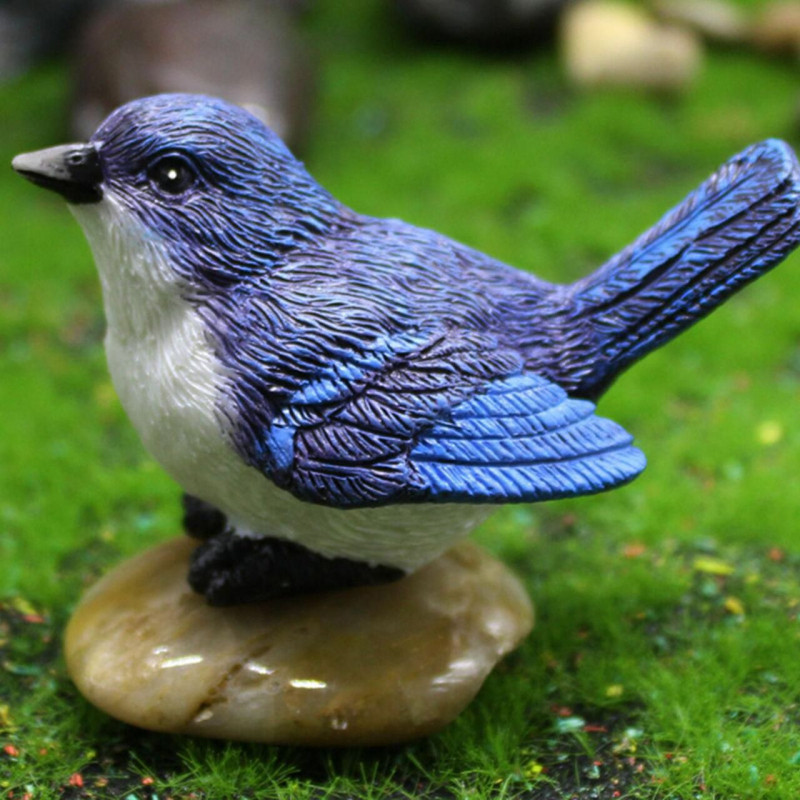 Modrá - Resin Simulation Bird Micro Landscape Miniaturní dekorace 6, 8x4x4, 3cm 1 kus