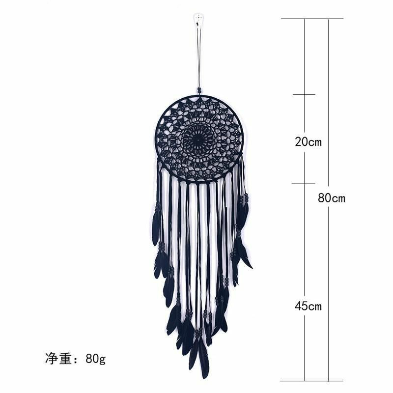 Závěsné dekorace Dream Catcher černé peří 80cm x 20cm 1 kus