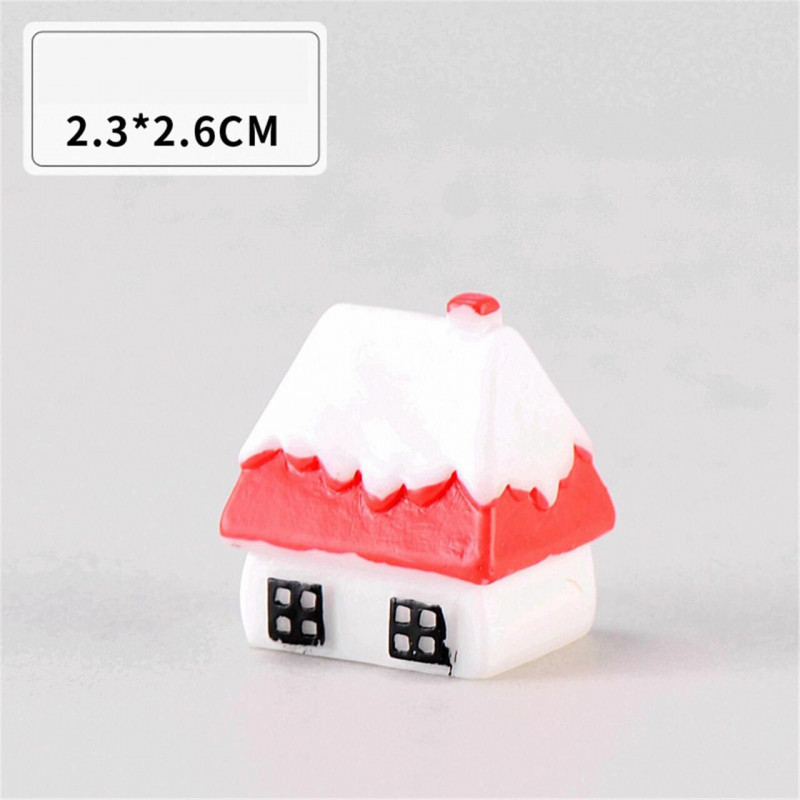 Dřevěná vánoční mikro krajina Miniaturní dekorace Červený dům 2.6cm x 2.3cm 1 kus