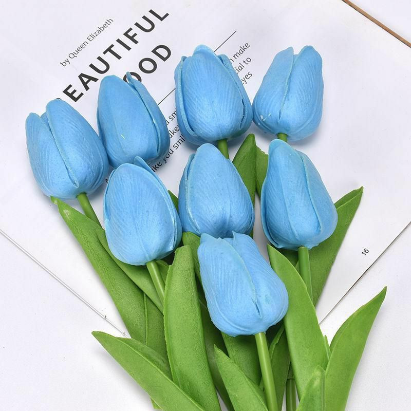 Skyblue - Faux Silk Simulation Tulip Flower pro svatební domácí dekorace 34cm dlouhá, 1 kus