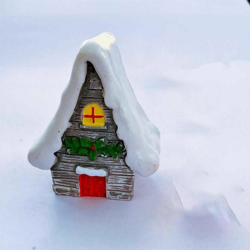 Gray-16  Vánoční dům Snowscape pryskyřice mikro krajiny miniaturní dekorace 5. 3x3. 4cm 1 kus