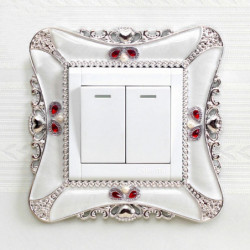 Bílá - Rhinestone evropský styl Lace Light Switch nástěnné nálepky Decals DIY Art Home Decoration 1 kus