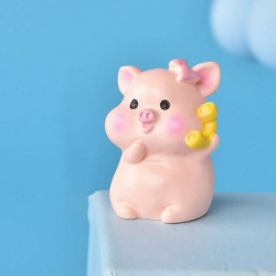 Světle růžová - 4 Cute Pig Resin Micro Landscape Miniaturní dekorace 3.5x2.8cm 1 kus