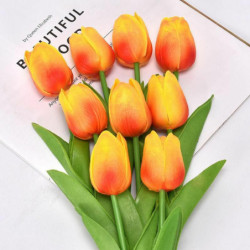 Orange - Faux Silk Simulation Tulip Flower pro svatbu Domácí dekorace 34cm dlouhá, 1 kus