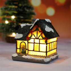 Dřevěná vánoční mikro krajina Miniaturní dekorace Multicolor House LED Light Up 6cm x 5cm 1 kus