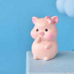 Světle růžová - 6 Cute Pig Resin Micro Landscape Miniaturní dekorace 3, 8x2, 6cm 1 kus