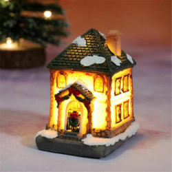 Dřevěná vánoční mikro krajina Miniaturní dekorace Multicolor House LED Light Up 9cm x 6.5cm 1 kus