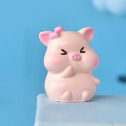 Světle růžová - 1 Cute Pig Resin Micro Landscape Miniaturní dekorace 3, 3x2, 6cm 1 kus