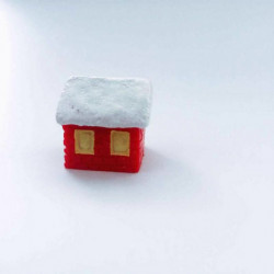 Červená - 5 Vánoční dům Snowscape Resin Micro Landscape Miniaturní dekorace 2x2cm 2 ks