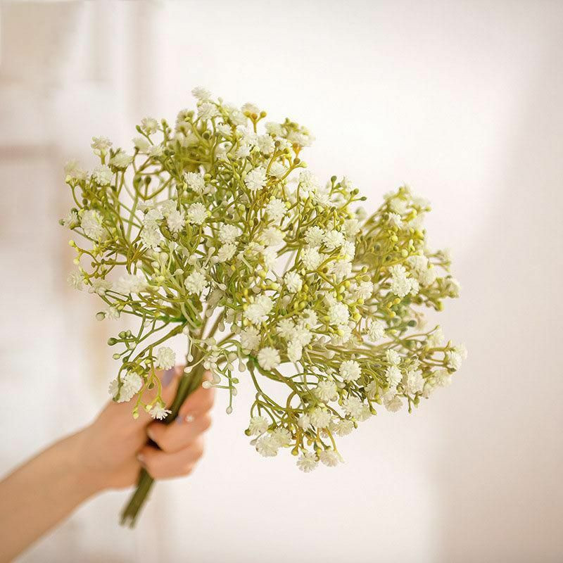 Bílá - Plastová Simulace Gypsophila Květiny Domácí dekorace 23cm dlouhá, 1 balíček