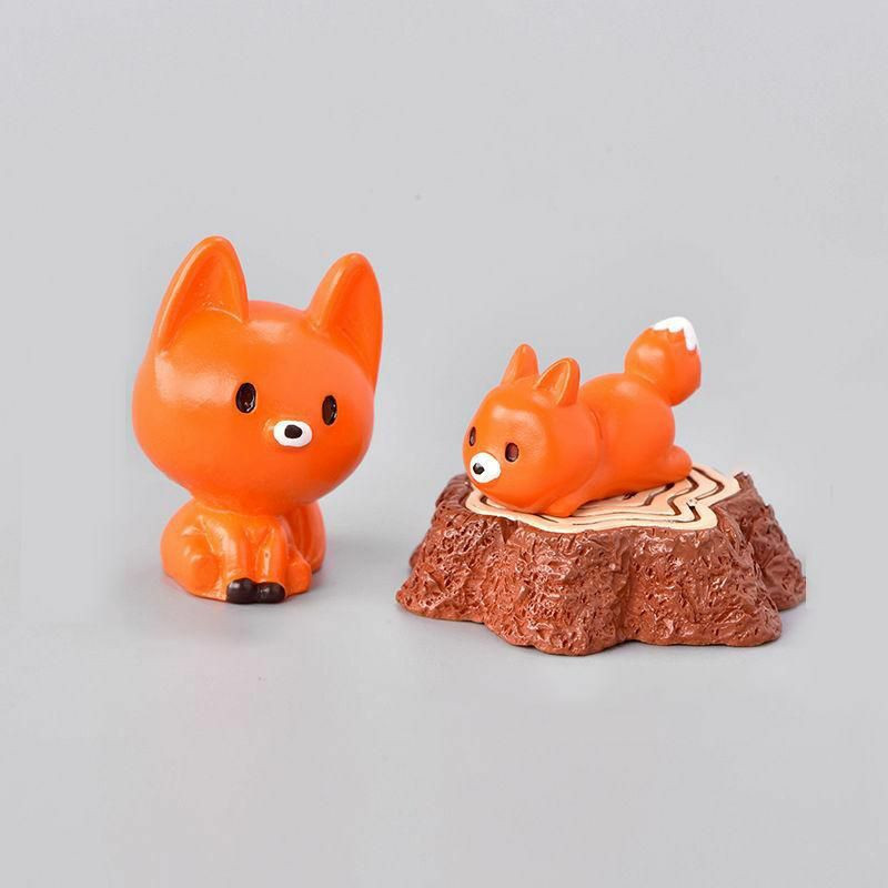 Orange-Fox 3 ks / Set Animal Resin Micro Krajina miniaturní dekorace 1 sada