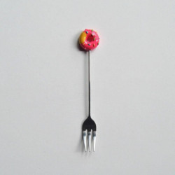 Fuchsia - styl5 Kreativní roztomilý Candy 304 Nerezová ocel Doughnut Donuts Káva Lžíce Ovoce Fork Stirring Lžíce Tea Lžíce