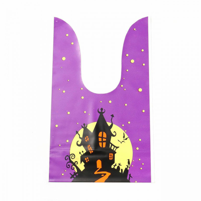 Plastové balení a přepravní tašky Purple Halloween Haunted House Vzor 23cm x 14cm 50 ks