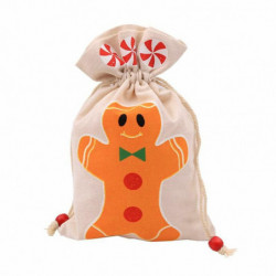 Šňůrky tašky Vánoční Ginger Bread Man krémově bílý obdélník 23cm x 15cm 1 kus