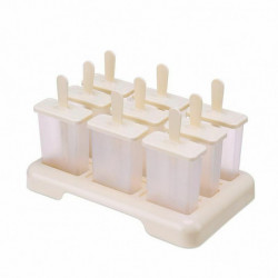 Béžová-Ice Cream Mold Easy-release Frozen Ice Lolly Maker 9 ks / sada plast