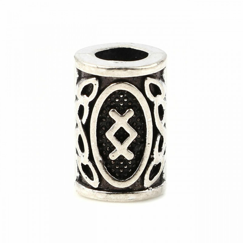 Zinek na bázi slitiny Spacer Hair Braiding Dreadlock Beads Cylinder Antique Silver Color Viking Rune Přibližně 13mm x 8mm