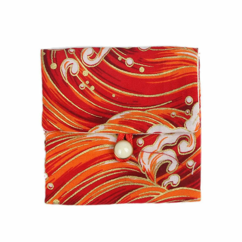 Látkové šperky knoflíkové tašky obdélník oranžová a Červená Vlna 8, 5 cm x 8 cm 1 kus