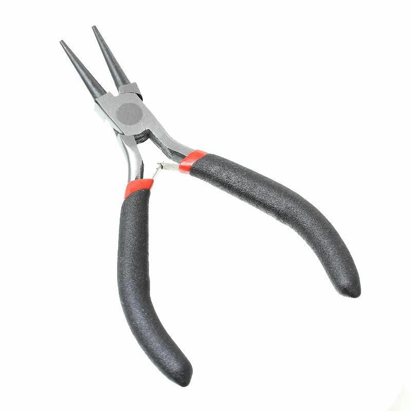 Náušnice z nerezové oceli Round Nose Pliers šperky na výrobu nástrojů na ruce Černá 12.5cm (4 7/8"), 1 kus