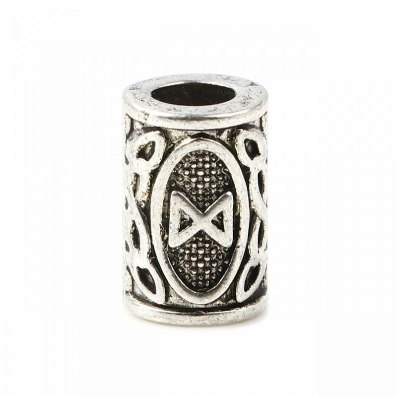 Zinková slitina na bázi spaceru na vlasy Dreadlock Beads Cylinder Antique Silver Color Viking Rune Přibližně 13mm x 8mm otvor: