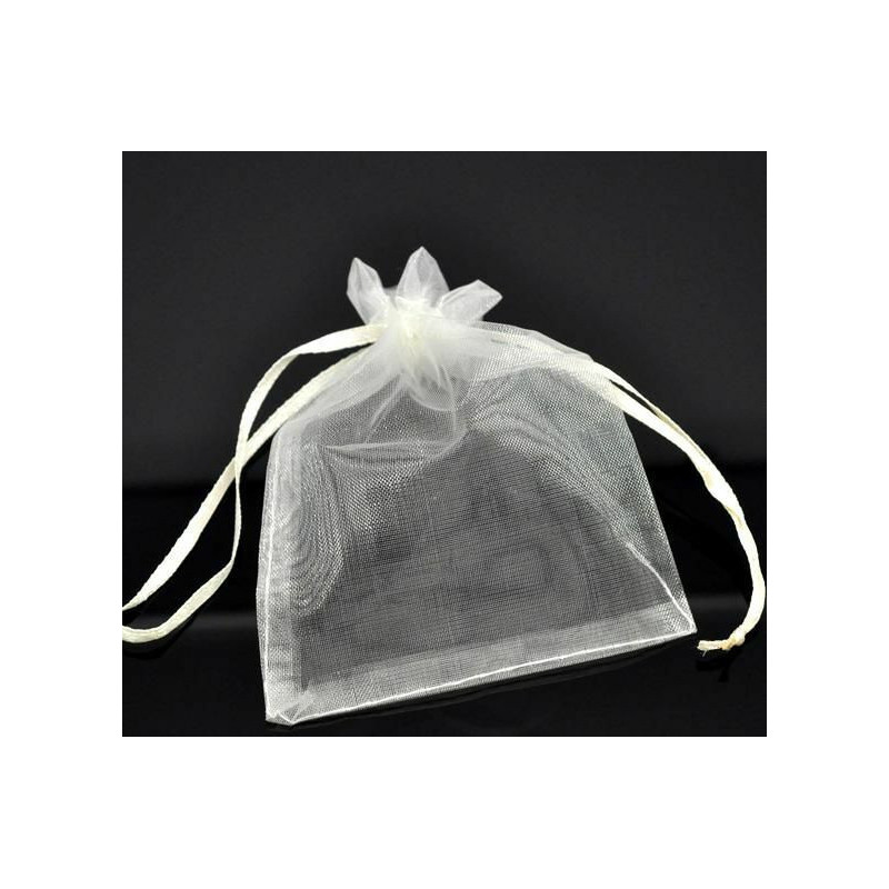 Organza Šperkové tašky Drawstring Obdélníkové Slonovině (Usable Space: 10x9cm) 11.5cm x9.5cm(4 4/8" x3 6/8"), 4 ks